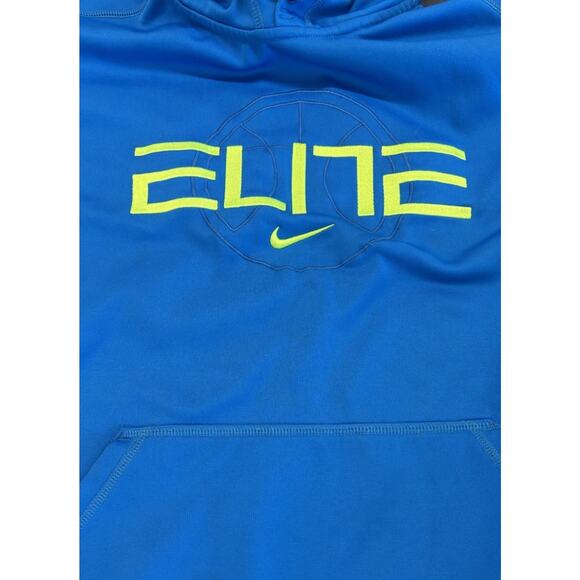 Nike Elite Hoodie Men's Large Blue Yellow Sweatshirt Pullover Therma Fit - Picture 3 of 7